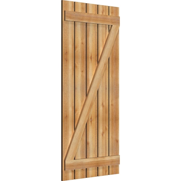 Spaced Board-n-Batten Shutters W/Z-Bar, Rough Sawn Western Red Cedar, 28 7/8W X 61H